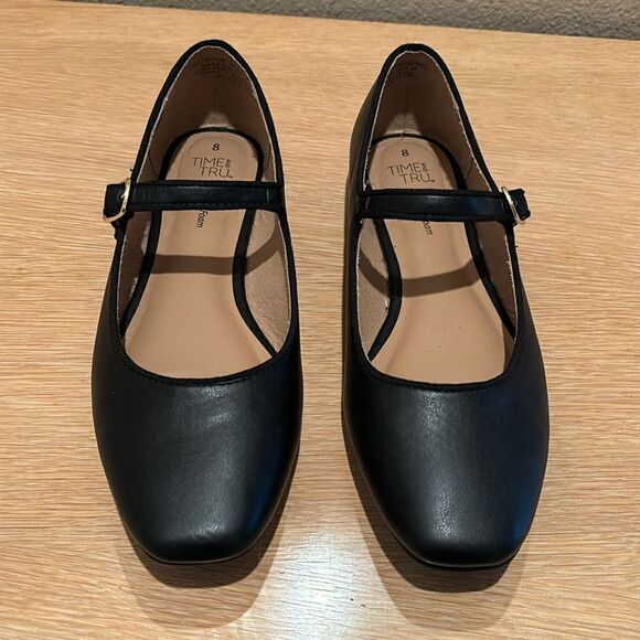 Vintage Black Square Toe ballet Mary Jane’s shoes women’s size 8 - Picture 4 of 9